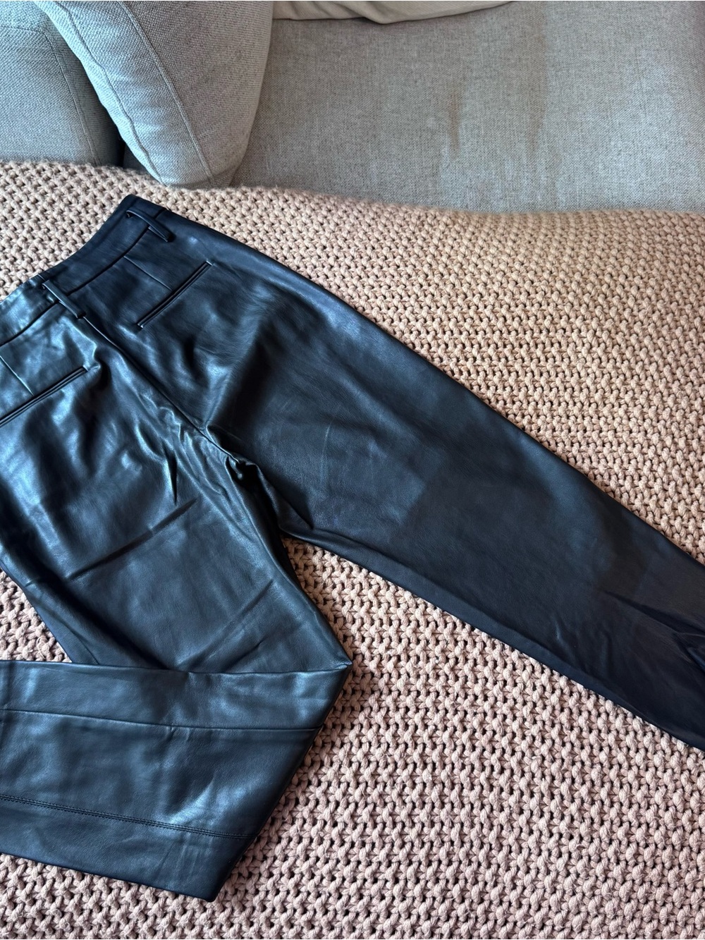Ann Taylor Petite Faux Leather Pants 4P Black Straight Leg High Rise Career Chic - Picture 10 of 12